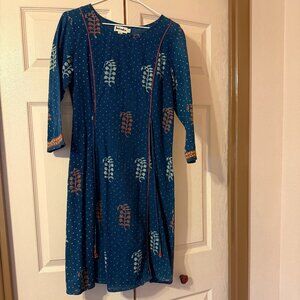 Fabindia navy print tunic / dress - size small